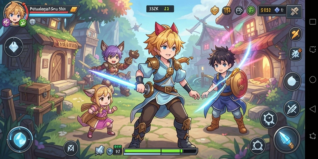Tampilan gameplay seru dari 33ZK dalam dunia anime.