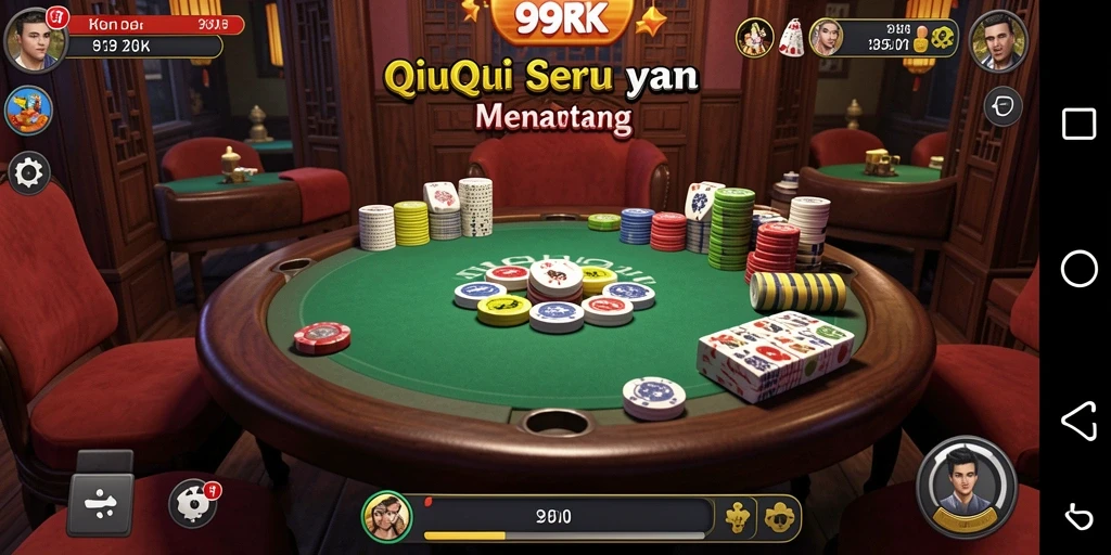 Screenshot gameplay 99RK menampilkan momen seru pertandingan QiuQiu.