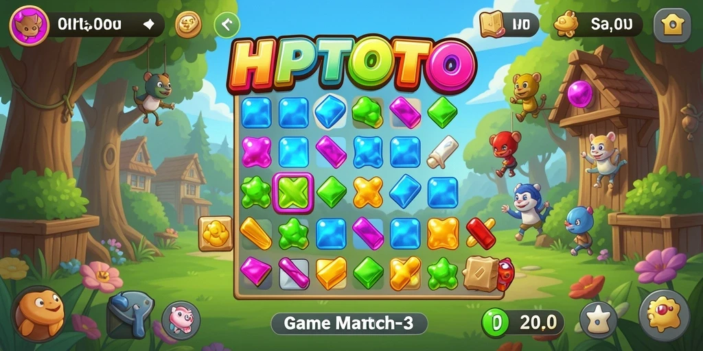 Screenshot gameplay HPTOTO menampilkan kombinasi blok warna yang seru.