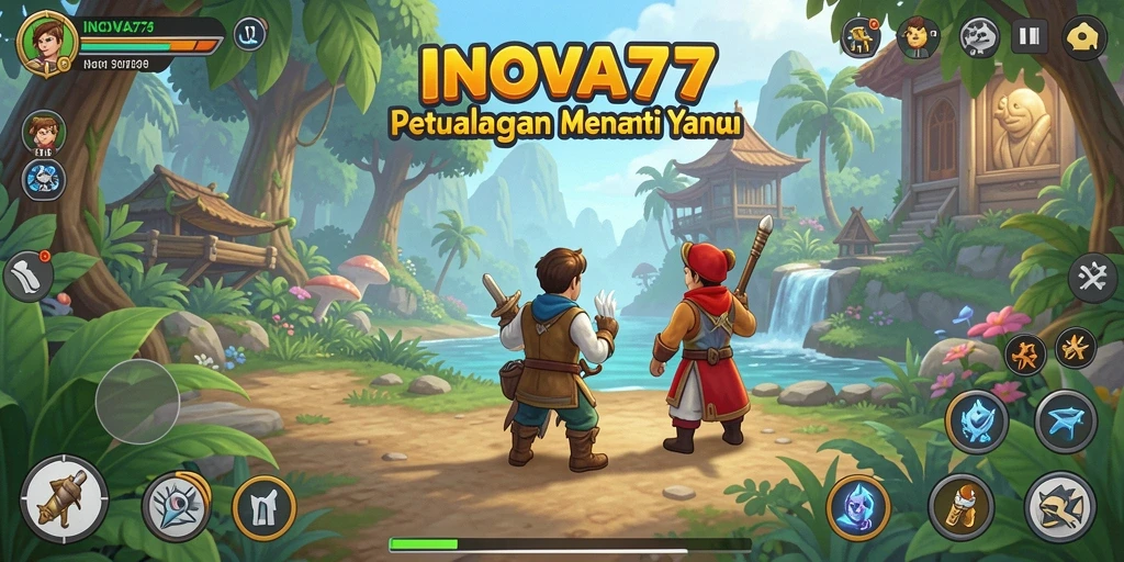 Tampilan gameplay INOVA77 yang penuh aksi dan petualangan seru.