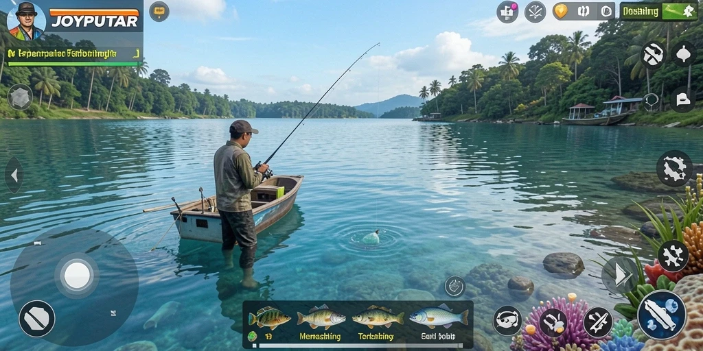 Tangkapan ikan besar dan indah dalam gameplay JOYPUTAR.