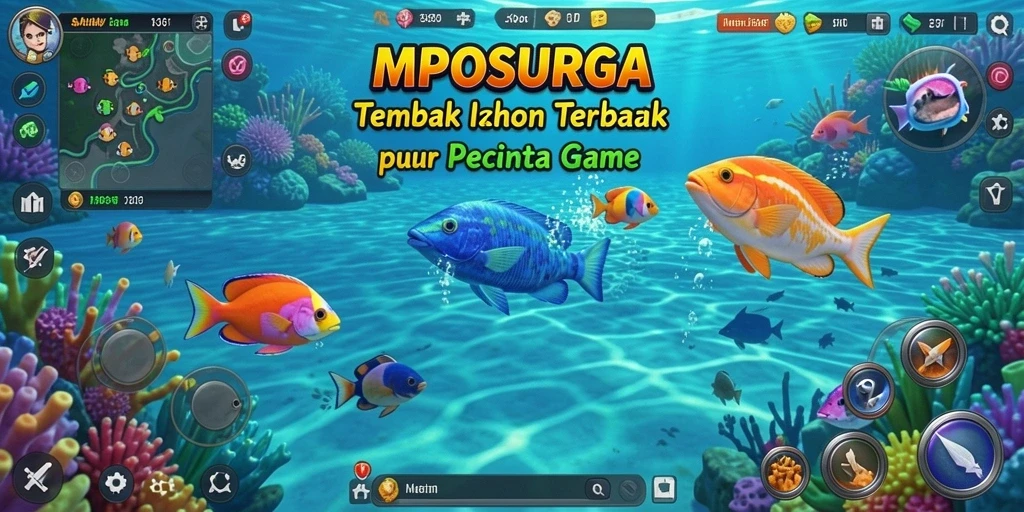 Screenshot gameplay MPOSURGA menampilkan aksi menangkap ikan yang seru.