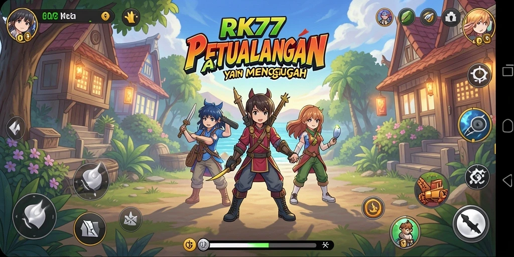 Tampilan menarik dari gameplay RK77 yang menampilkan karakter Anime.